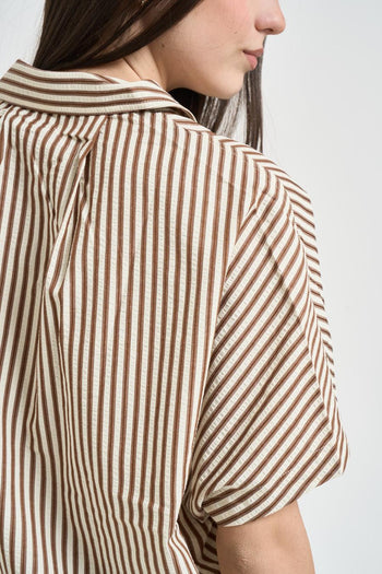 Camicia donna cropped marrone - 5