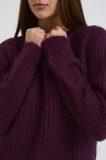 Maglia donna scollo a barchetta melanzana - 3