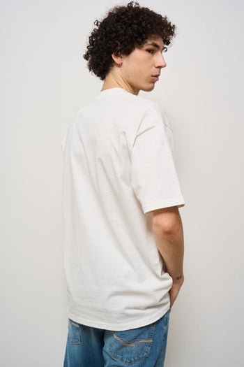 T-shirt uomo bianca dettaglio scritta girocollo - 5