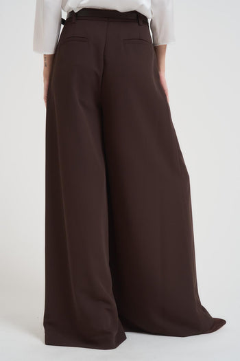 Pantalone donna a palazzo marrone - 4