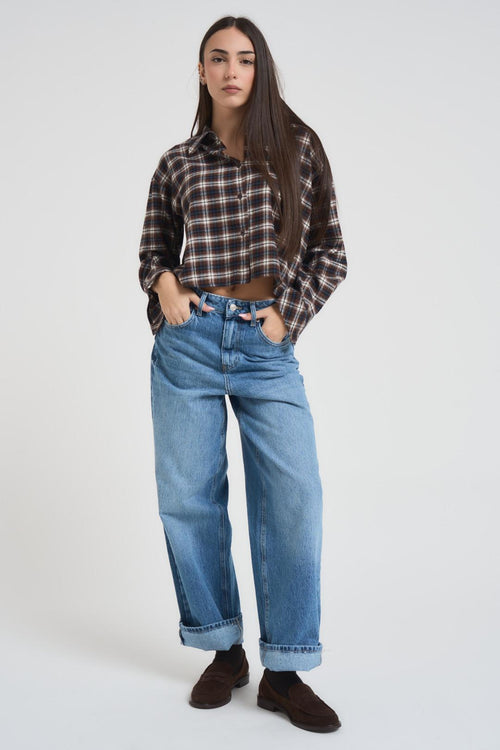 Camicia donna cropped multicolor