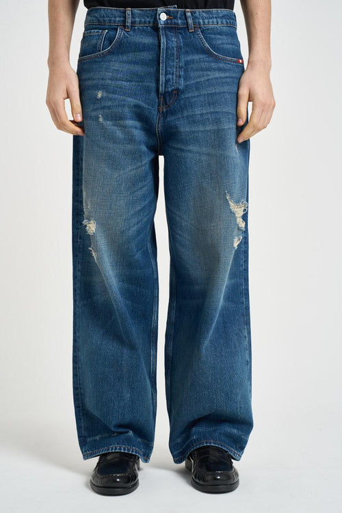 Jeans uomo gamba dritta blu