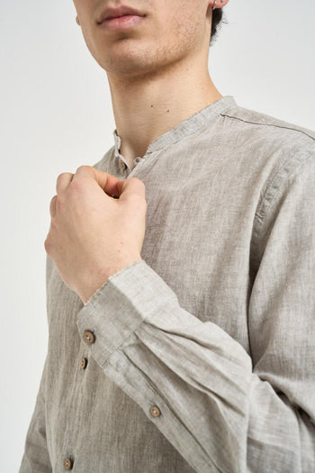 Camicia uomo in lino grigio melange - 3
