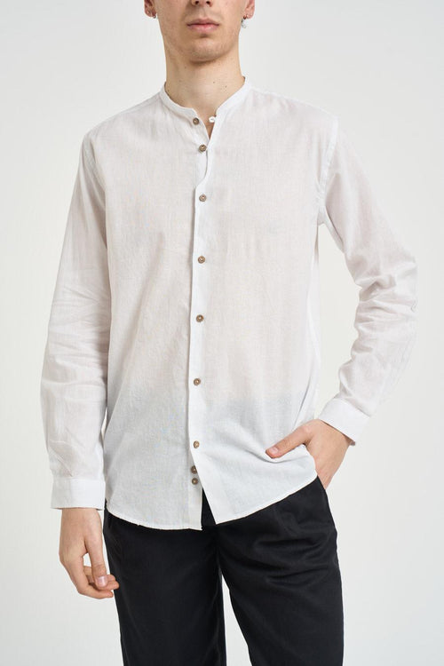 Camicia uomo in lino bianca