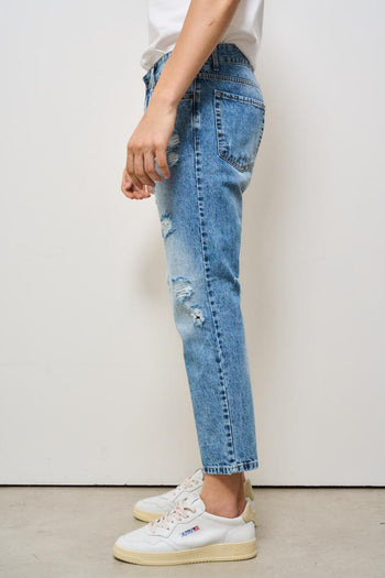 Jeans uomo regular in denim con rotture - 3