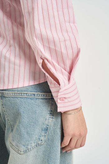 Camicia donna a righe rosa - 5