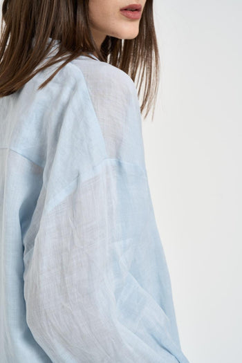 Camicia donna doppio petto azzurra - 5