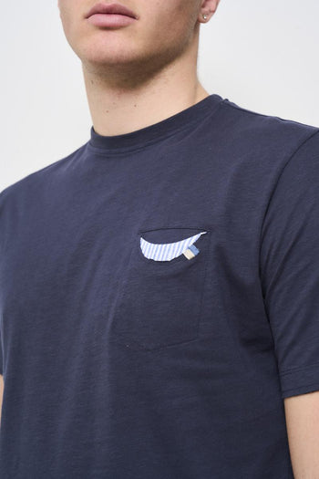 T-shirt uomo girocollo blu - 3