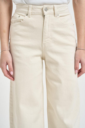 Jeans donna gamba dritta in denim crema - 5