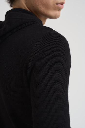 Felpa uomo in maglia con cappuccio nera - 4