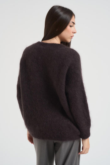 Maglione donna in misto mohair marrone - 7