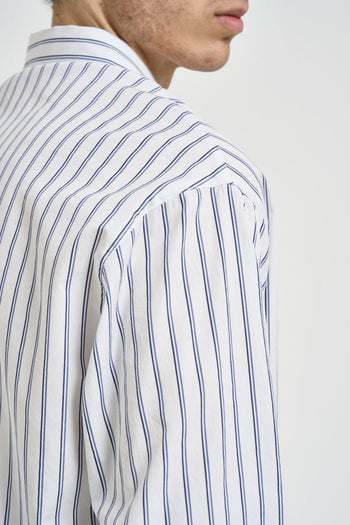 Camicia uomo bianca a righe blu - 6