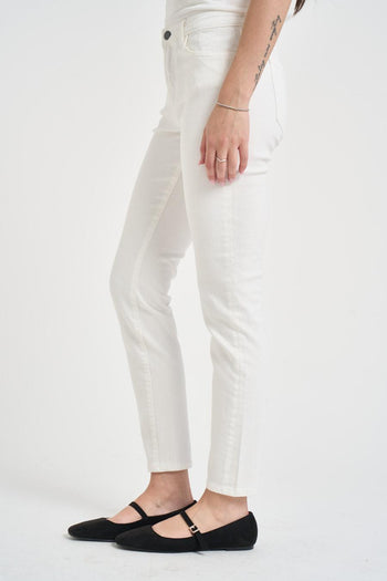 Jeans donna slim fit in denim bianco - 3