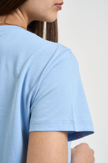 T-shirt donna girocollo celeste - 4