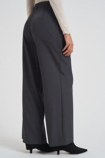 Pantalone donna con pinces grigio - 5