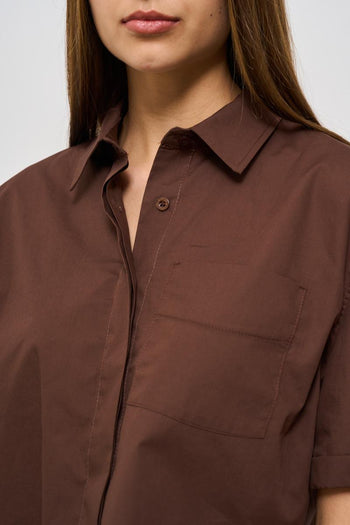 Camicia donna cropped marrone - 3