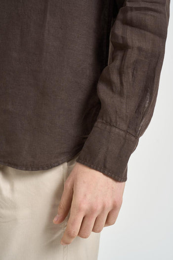 Camicia uomo "Pamplona" in lino marrone - 4