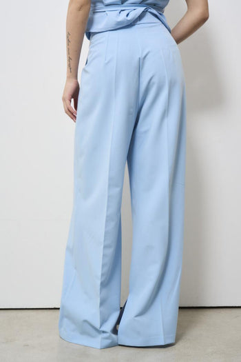Pantalone donna celeste a palazzo - 5
