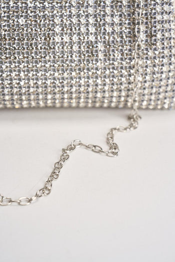 Borsa donna clutch con strass argento - 6