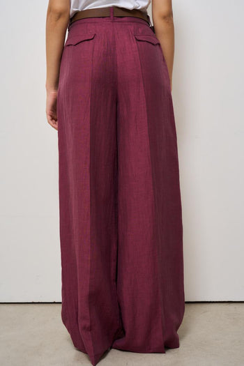 Pantalone donna a palazzo bordeaux - 3