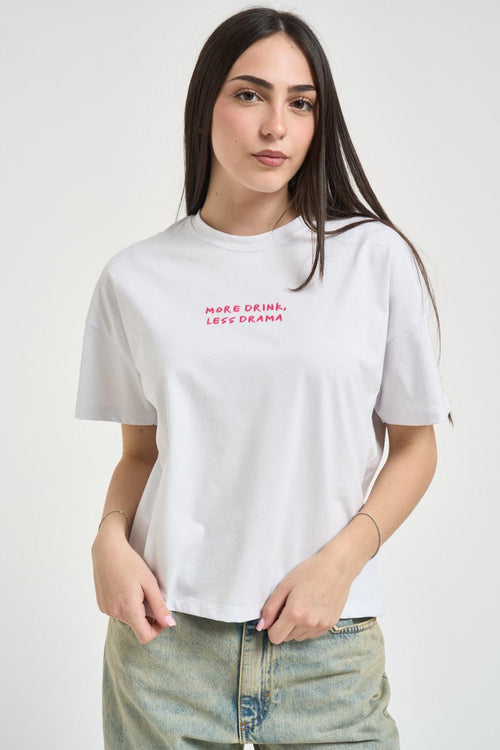 T-shirt donna con ricamo bianca