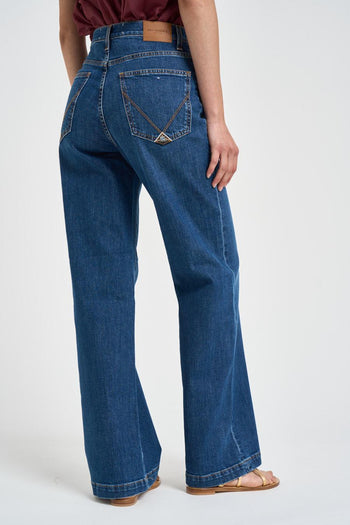 Jeans donna a palazzo in denim blu - 5
