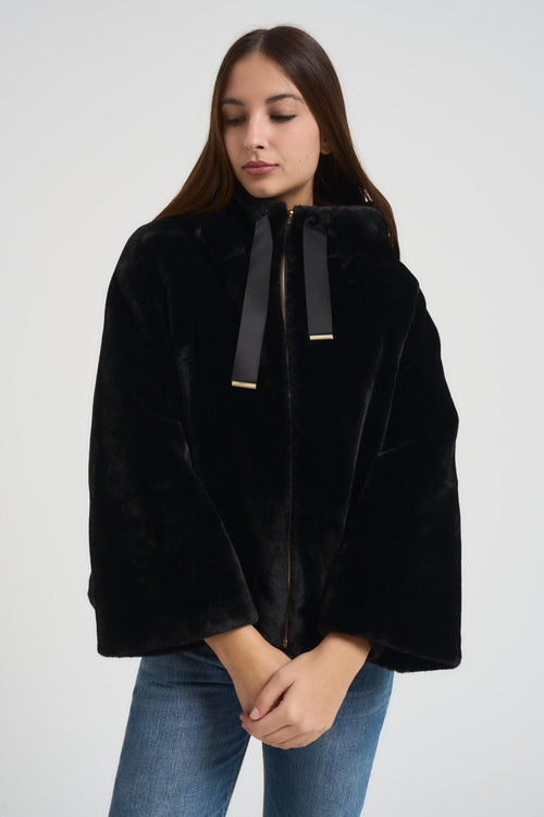 Ecopelliccia donna corta nera