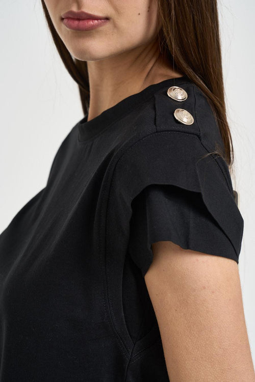 T-shirt donna girocollo nera - 2