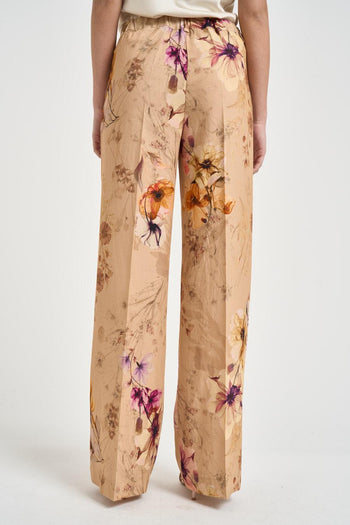 Pantalone donna in tessuto leggero con stampa floreale - 3
