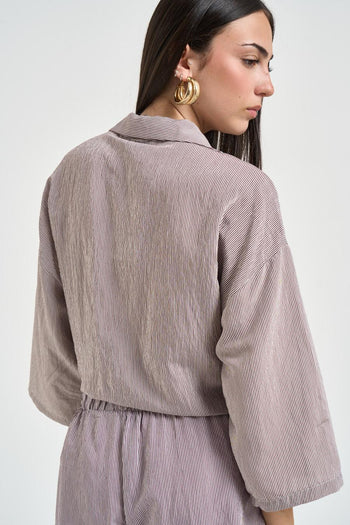 Abito donna a righe marrone e bianco - 7