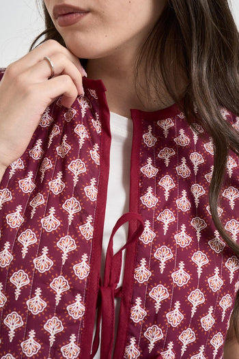 Gilet donna trapuntato reversibile bordeaux - 3