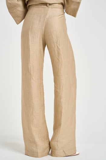 Pantalone donna a gamba dritta sabbia - 4