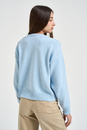 Cardigan donna cropped celeste - 3