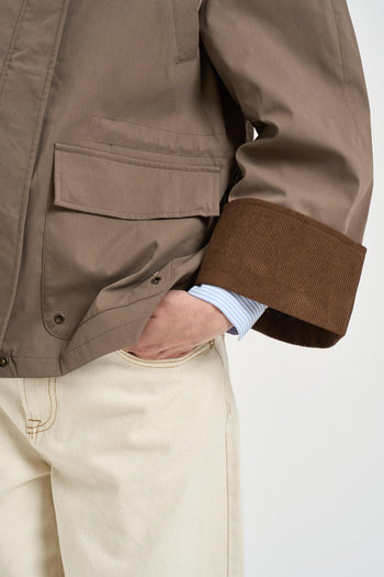 Giacca donna dettagli in velluto taupe - 4