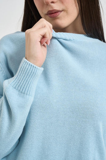 Maglia donna girocollo azzurro - 3
