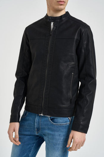 Giubbotto uomo ecopelle nero - 3