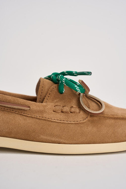 Mocassino donna da barca in suede cammello - 2