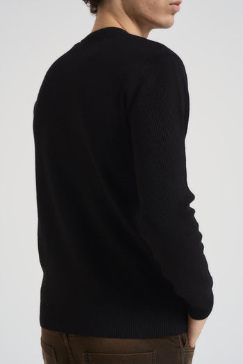 Maglia uomo girocollo a coste nero - 3