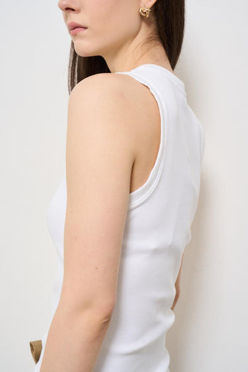 Top donna a costine bianco - 5