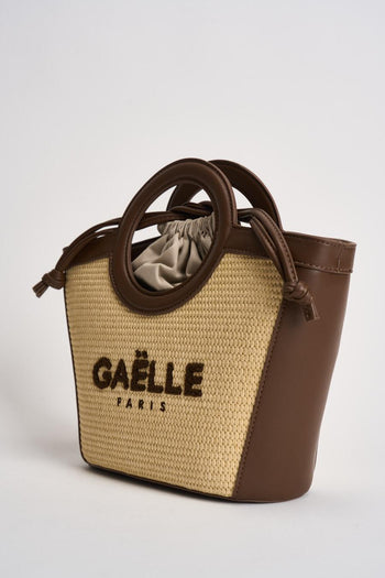 Borsa donna in paglia e ecopelle marrone - 3