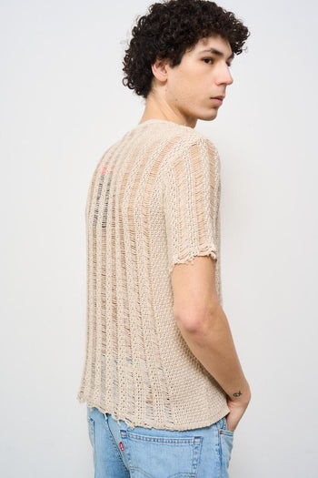 Maglia uomo traforata beige - 4