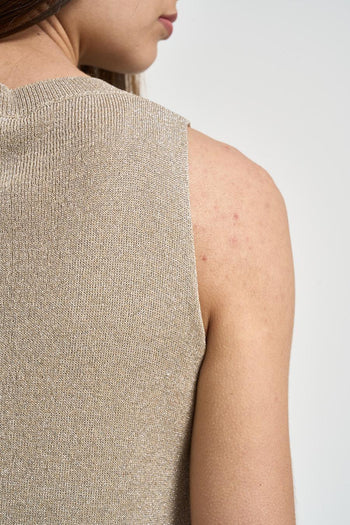 Top donna smanicato lurex oro - 4