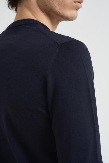 Girocollo uomo in lana blu - 5