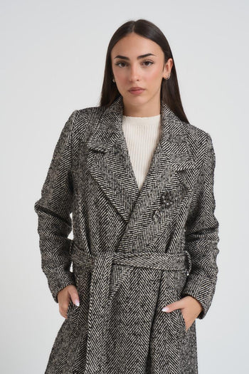 Cappotto donna doppiopetto sale e pepe - 4