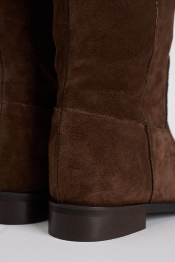 Stivale donna in camoscio marrone - 7
