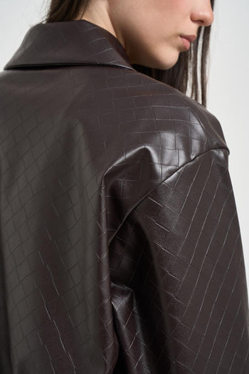 Giubbotto donna in ecopelle moro - 5