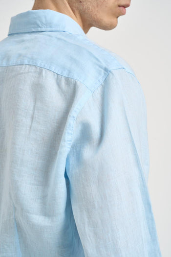 Camicia uomo in lino celeste - 5