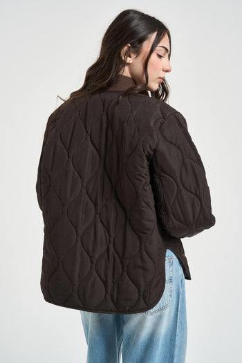 Bomber donna trapuntato marrone - 4