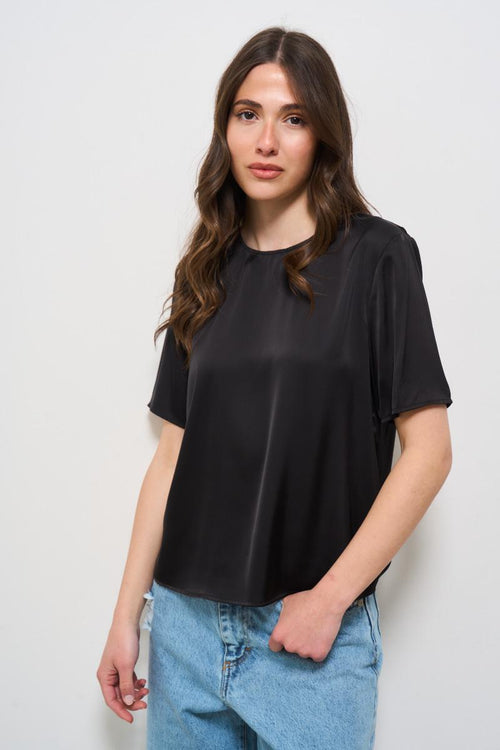 T-shirt donna girocollo nera