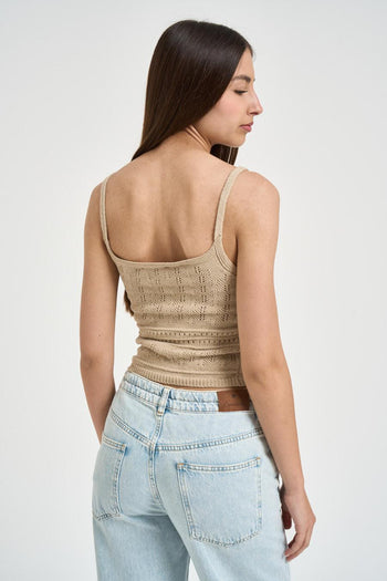 Top donna crochet beige - 3